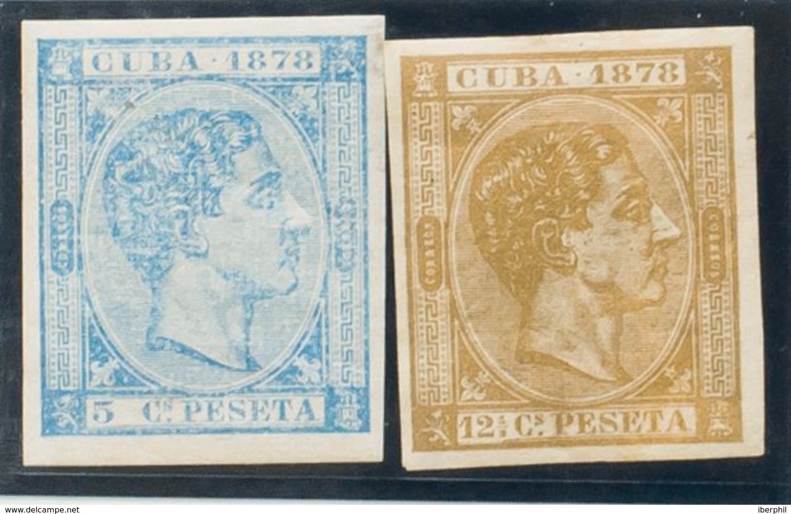 *44s, 46s. 1878. 5 Ctvos Azul Y 12½ Ctvos Castaño Amarillo. SIN DENTAR. MAGNIFICO. Edifil 2020: 75 Euros - Kuba (1874-1898)