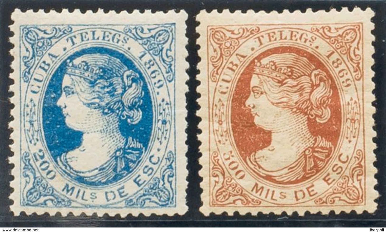 *4, 5. 1869. 200 Mils Azul Y 500 Mils Castaño. MAGNIFICOS. Edifil 2020: 100 Euros - Autres & Non Classés