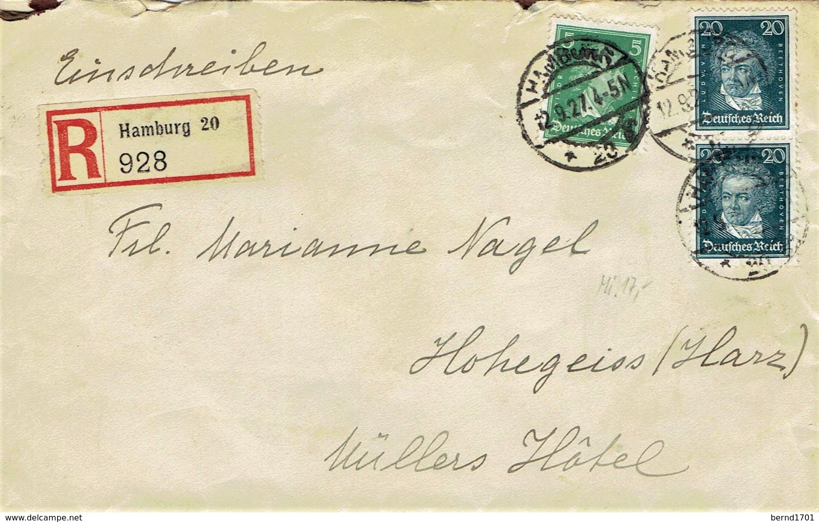 Deutsches Reich - Einschreiben / Registered Letter (A950) - Briefe U. Dokumente