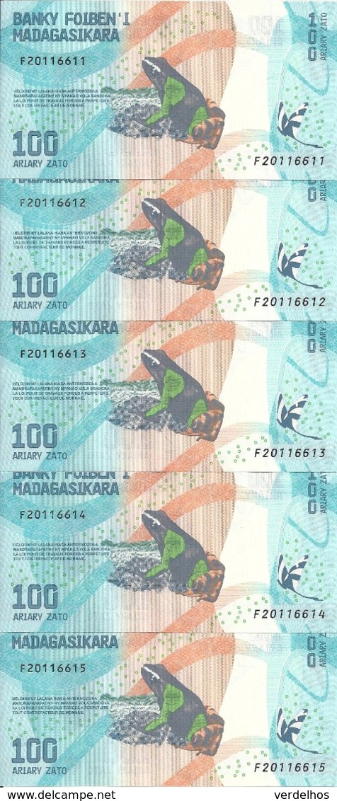 MADAGASCAR 100 ARIARY ND2017 UNC P 97 ( 5 Billets ) - Madagascar