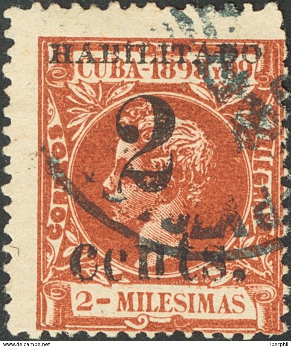 º2. 1898. 2 Ctvos Sobre 2 Mils Castaño Amarillo. Posición 3. BONITO. Cert. ECHENAGUSIA. - Otros & Sin Clasificación