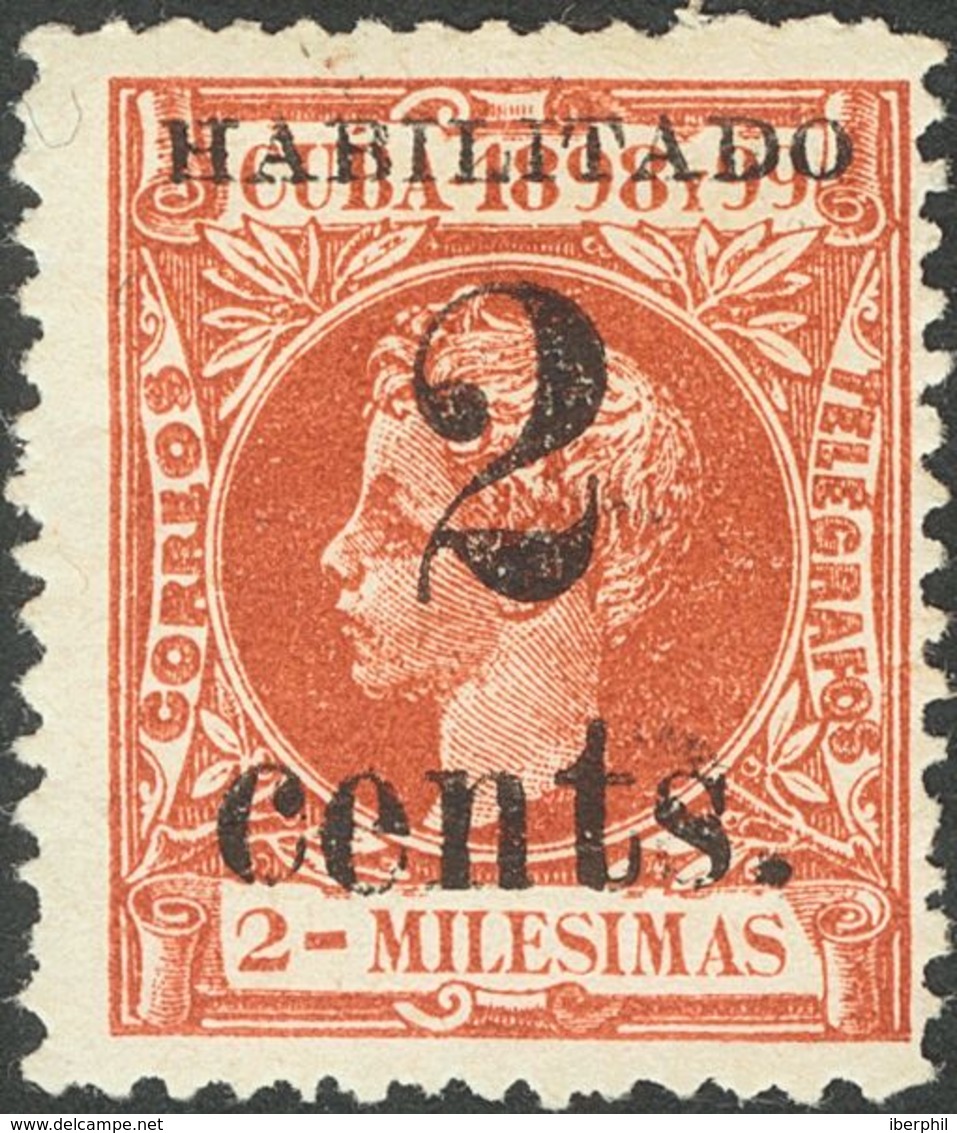 *2. 1898. 2 Ctvos Sobre 2 Mils Castaño Amarillo. Posición 4. MAGNIFICO. - Cuba (1874-1898)