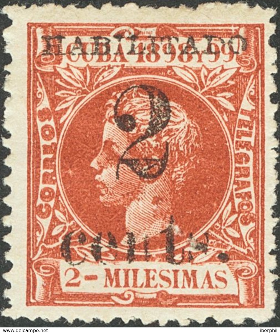 *2. 1898. 2 Ctvos Sobre 2 Mils Castaño Amarillo. Posición 5. MAGNIFICO. Cert. ECHENAGUSIA. - Autres & Non Classés