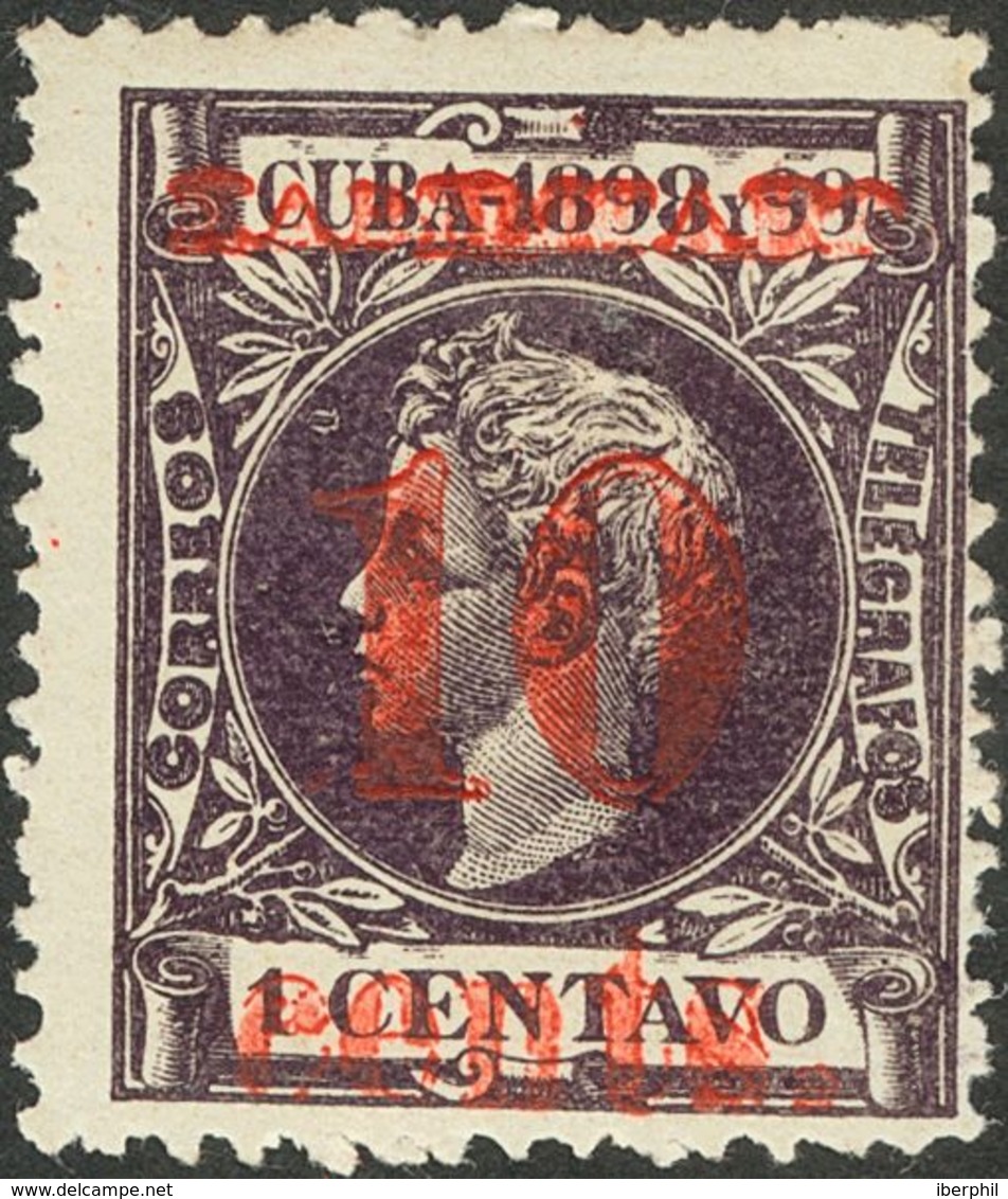 *15. 1898. 10 Ctvos Sobre 1 Ctvo Violeta (puntito Claro Sin Importancia). Posición 5. BONITO. Cert. ECHENAGUSIA. - Sonstige & Ohne Zuordnung