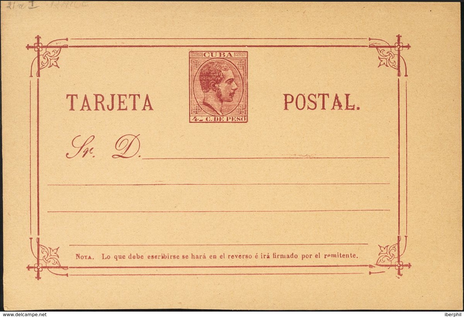 (*)EP24. 1888. 4 Ctvos Carmin Sobre Tarjeta Entero Postal. MAGNIFICA Y RARA. Edifil 2019: 220 Euros - Sonstige & Ohne Zuordnung
