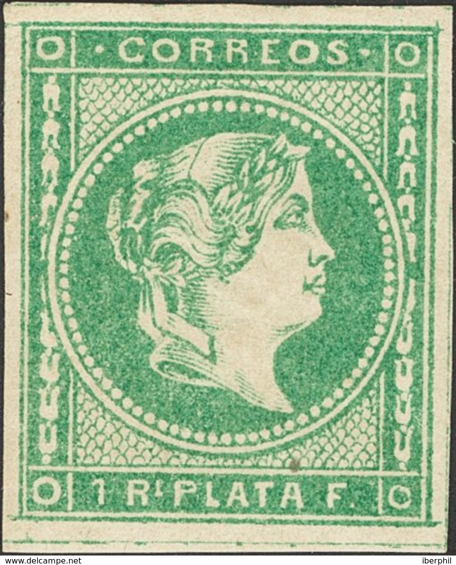 *15. 1863. 1 Real Verde (leve Doblez En El Márgen Superior Que Apenas Afecta Al Dibujo). MAGNIFICO. Edifil 2020: 465 Eur - Sonstige & Ohne Zuordnung