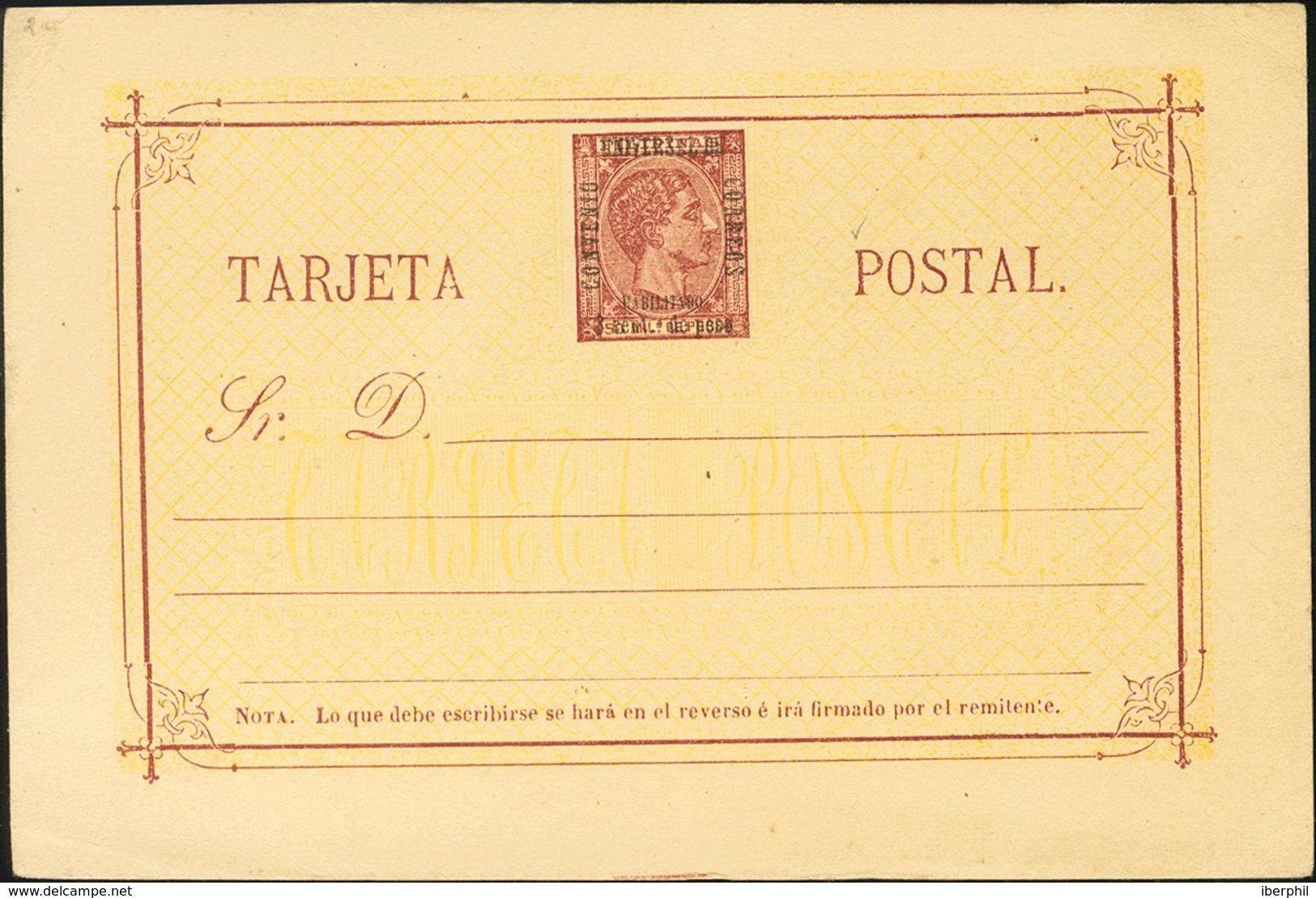 (*)EP2. 1879. 3 Ctvos Sobre 50 Mils Castaño Rojo Sobre Tarjeta Entero Postal. MAGNIFICAS. Edifil 2019: 39 Euros - Autres & Non Classés