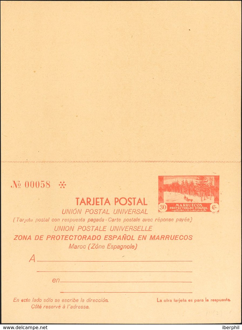 (*)EP25. 1935. 30 Cts+30 Cts Rojo Naranja Sobre Tarjeta Entero Postal, De Ida Y Vuelta. MAGNIFICA. Edifil 2020: 200 Euro - Autres & Non Classés