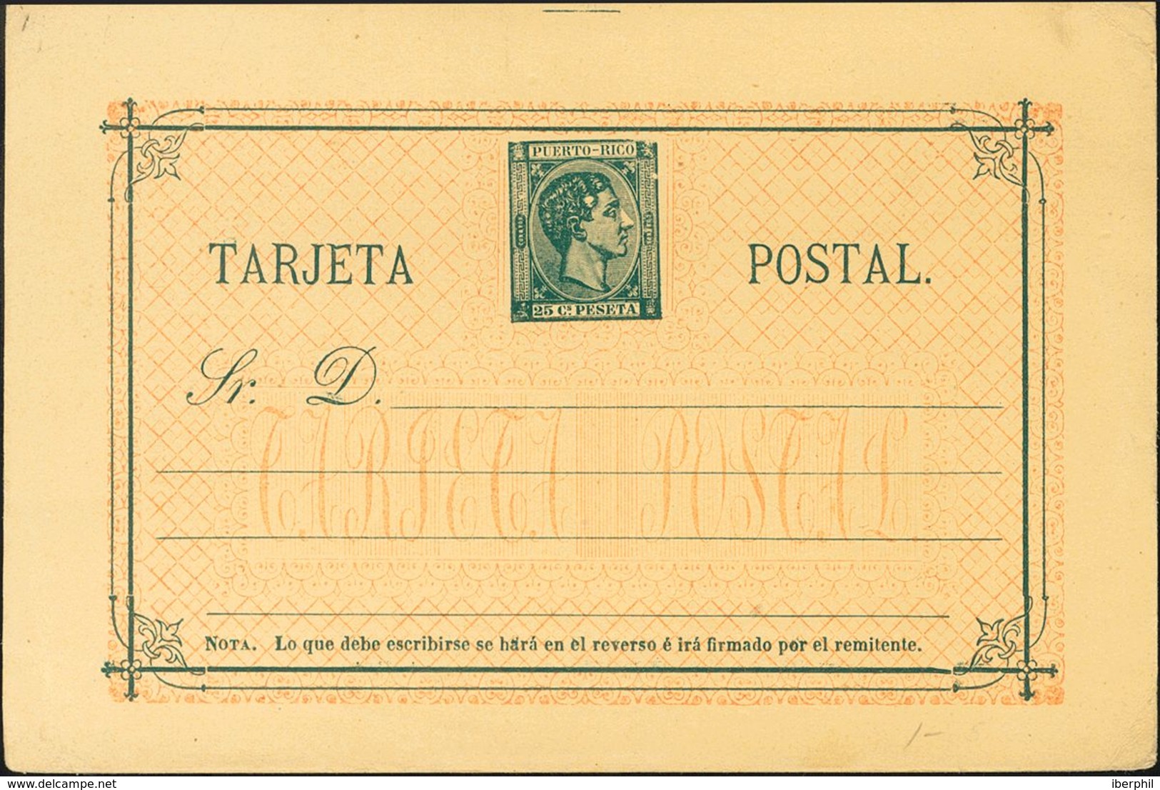 (*)EP1. 1878. 25 Cts Verde Sobre Tarjeta Entero Postal. MAGNIFICA Y RARA. Edifil 2019: 390 Euros - Autres & Non Classés