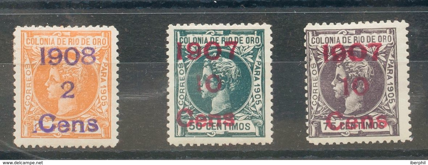 *34/36. 1907. Serie Completa (el 10 Cts Sobre 75 Cts Centraje De Emisión). MAGNIFICA. Edifil 2020: 435 Euros - Sonstige & Ohne Zuordnung