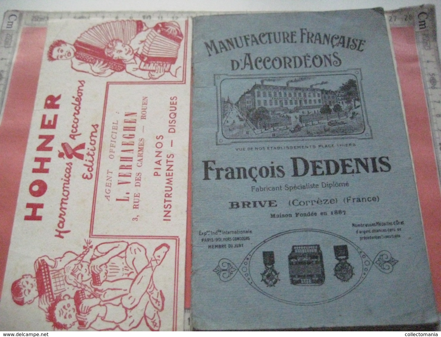 1 Catalogue DEDENIS à BRIVE 1928 Avec Prix Tarif- ACCORDEONS ARMONICHE  Accordions + 1 Buvard HOHNER Verhaeghen - Rouen - Instruments De Musique