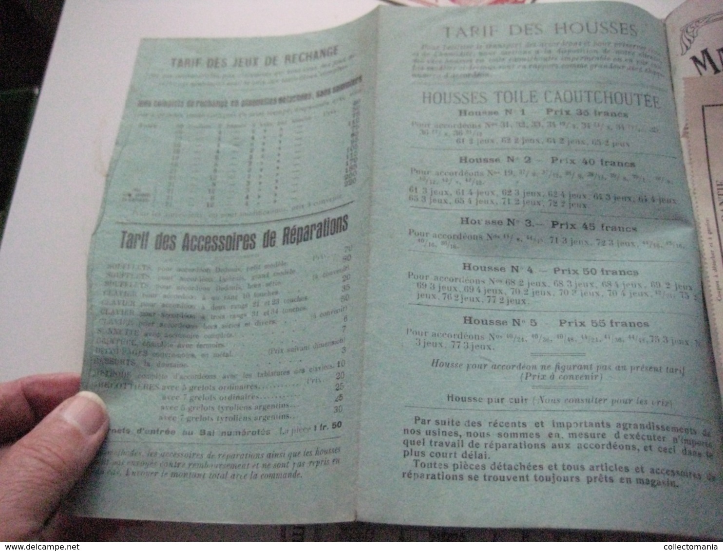 1 catalogue DEDENIS à BRIVE 1928 avec prix tarif- ACCORDEONS ARMONICHE  Accordions + 1 buvard HOHNER Verhaeghen - Rouen