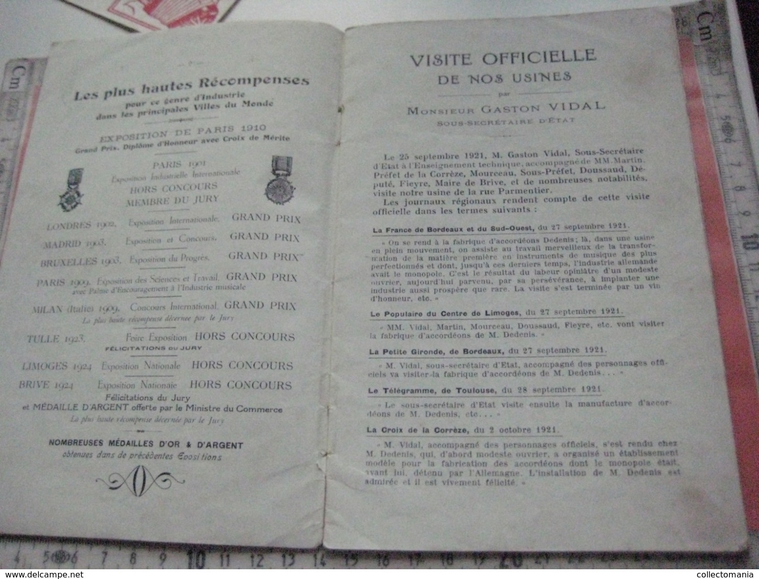 1 catalogue DEDENIS à BRIVE 1928 avec prix tarif- ACCORDEONS ARMONICHE  Accordions + 1 buvard HOHNER Verhaeghen - Rouen