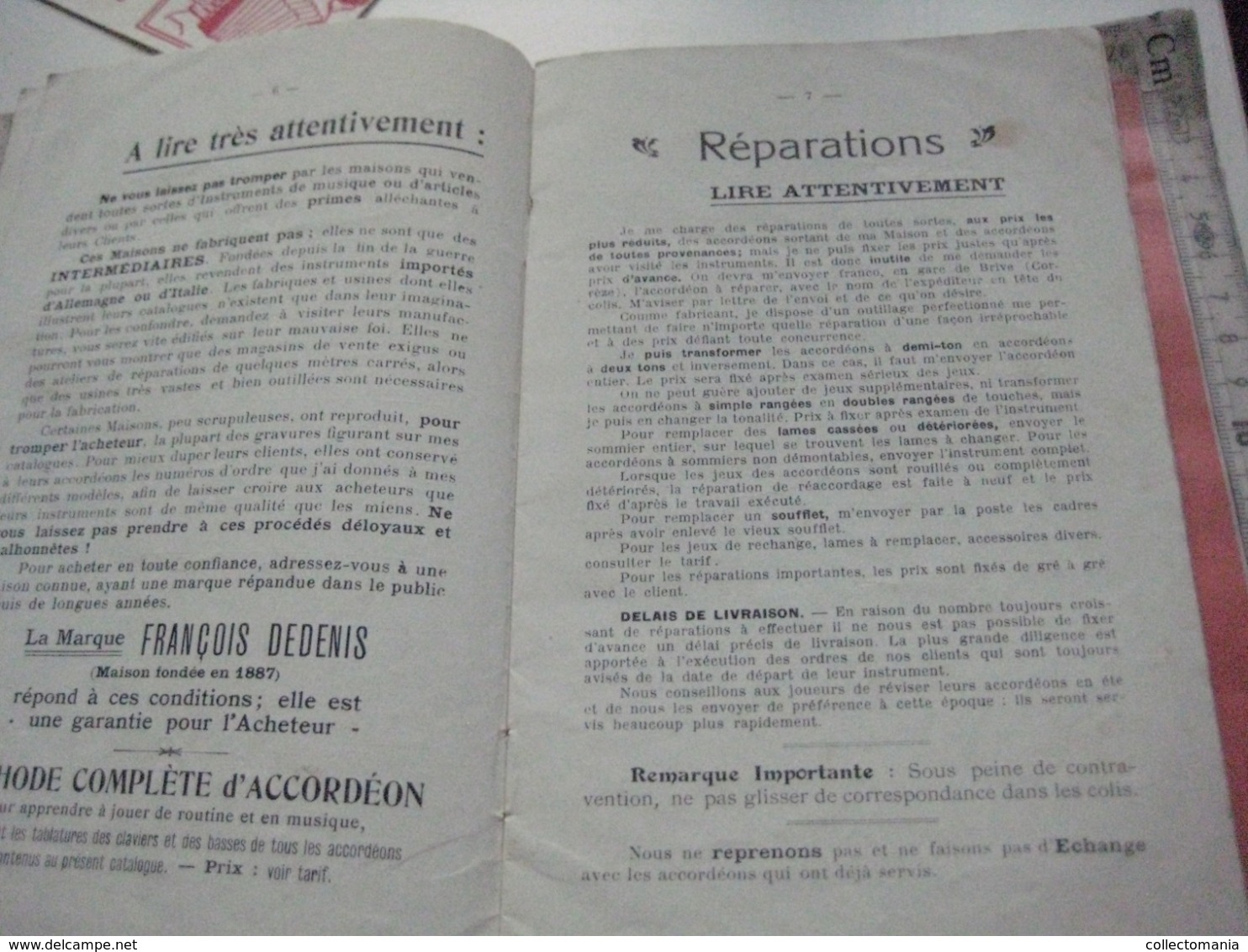 1 catalogue DEDENIS à BRIVE 1928 avec prix tarif- ACCORDEONS ARMONICHE  Accordions + 1 buvard HOHNER Verhaeghen - Rouen