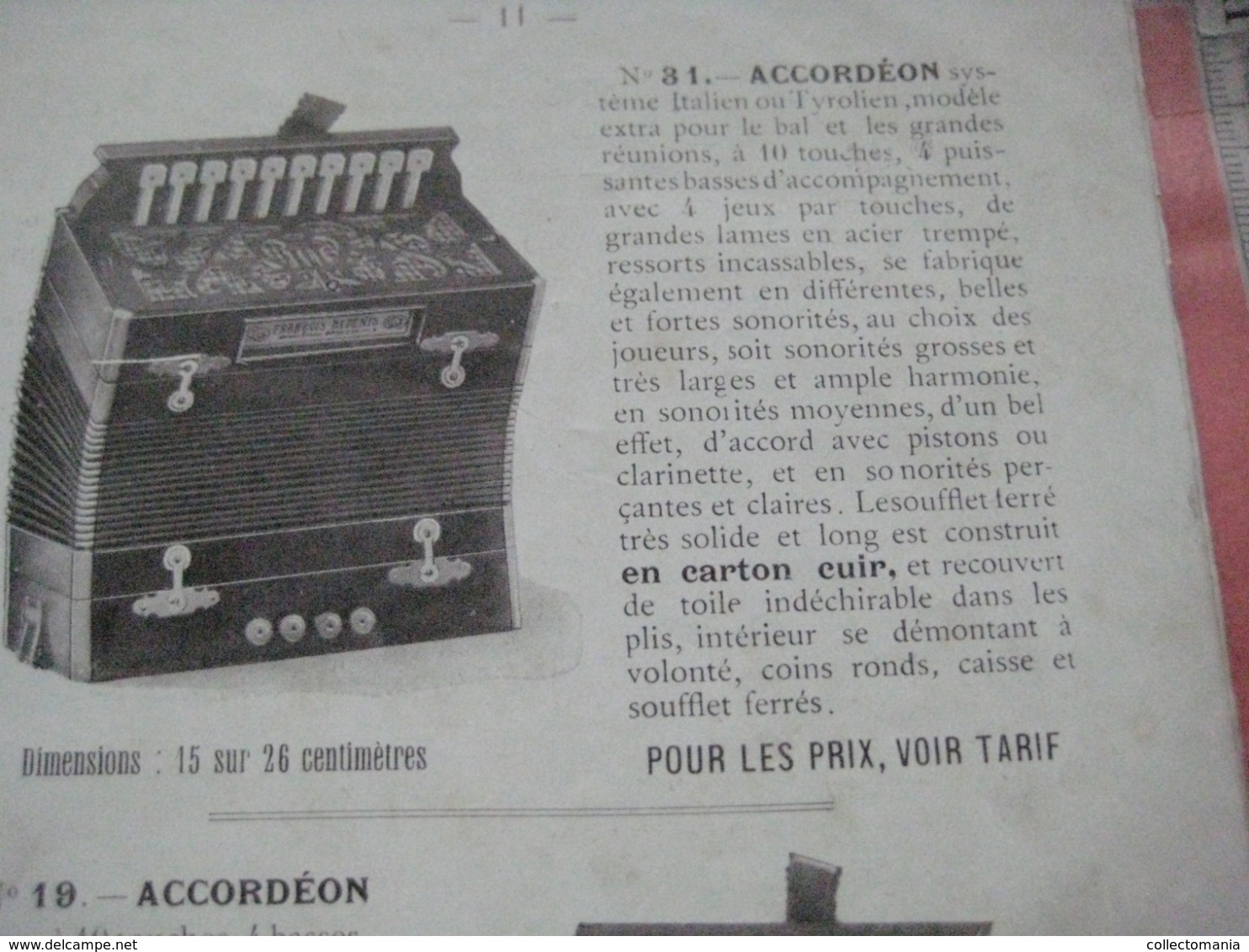 1 catalogue DEDENIS à BRIVE 1928 avec prix tarif- ACCORDEONS ARMONICHE  Accordions + 1 buvard HOHNER Verhaeghen - Rouen