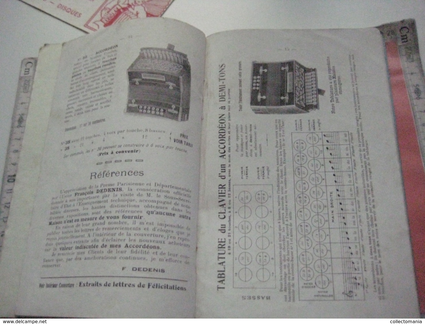 1 catalogue DEDENIS à BRIVE 1928 avec prix tarif- ACCORDEONS ARMONICHE  Accordions + 1 buvard HOHNER Verhaeghen - Rouen