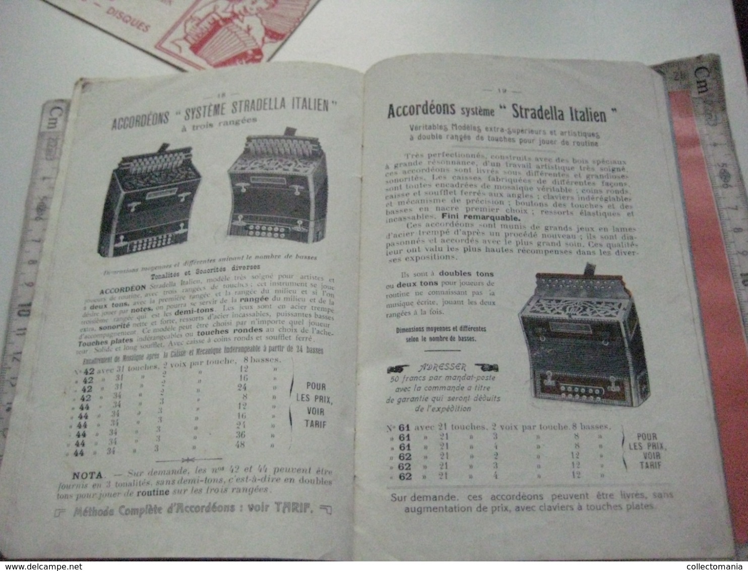 1 catalogue DEDENIS à BRIVE 1928 avec prix tarif- ACCORDEONS ARMONICHE  Accordions + 1 buvard HOHNER Verhaeghen - Rouen