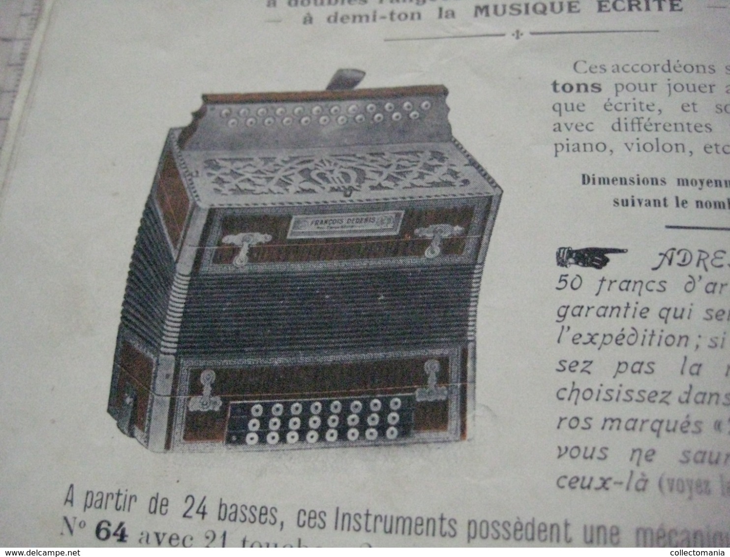 1 catalogue DEDENIS à BRIVE 1928 avec prix tarif- ACCORDEONS ARMONICHE  Accordions + 1 buvard HOHNER Verhaeghen - Rouen