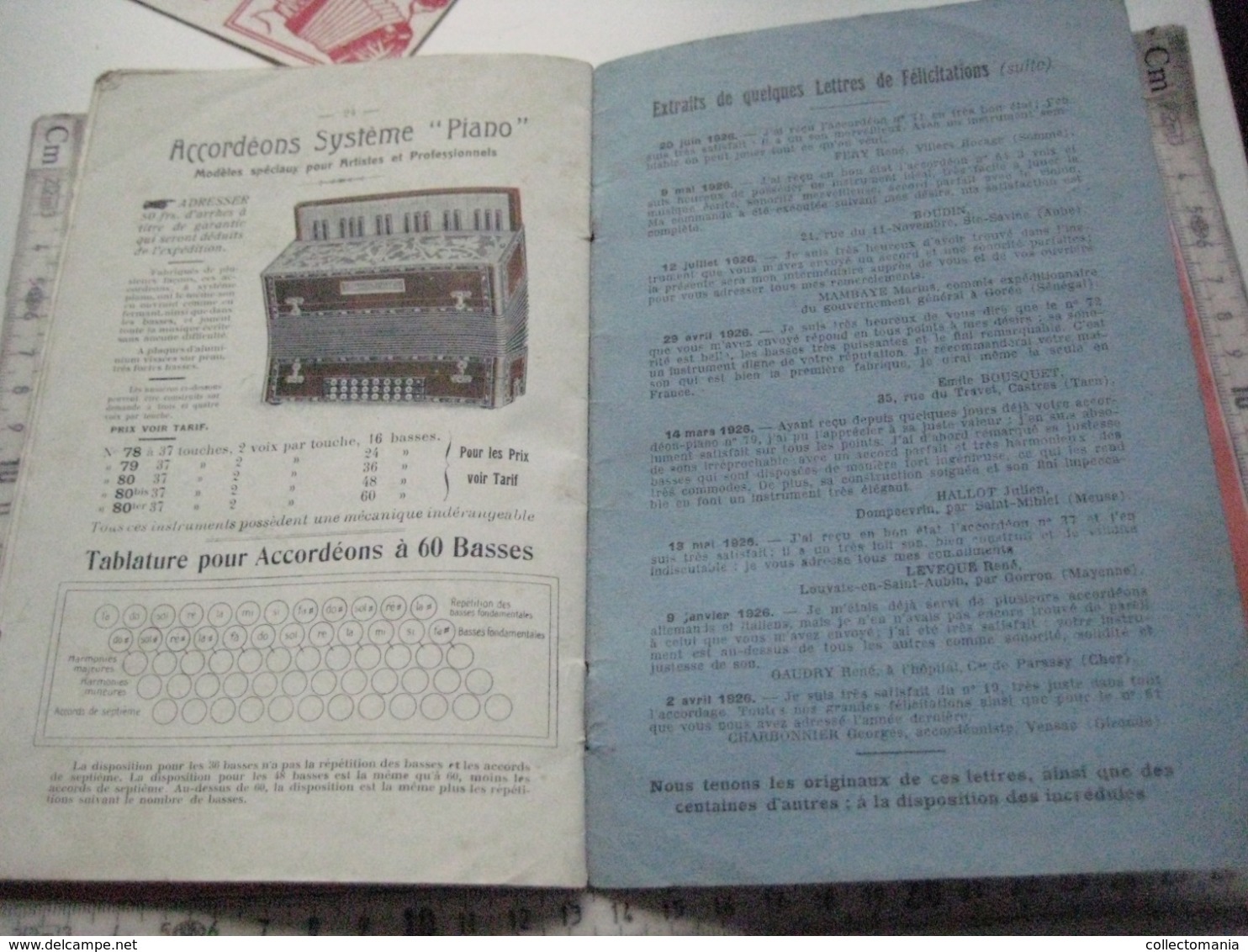 1 catalogue DEDENIS à BRIVE 1928 avec prix tarif- ACCORDEONS ARMONICHE  Accordions + 1 buvard HOHNER Verhaeghen - Rouen