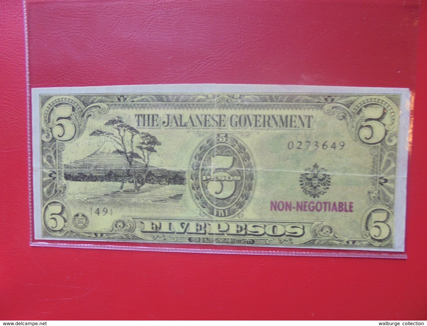 FICTIF " THE JALANESE (REPLACEMENT JAPANESE) GOVERNMENT 5 PESOS - Specimen