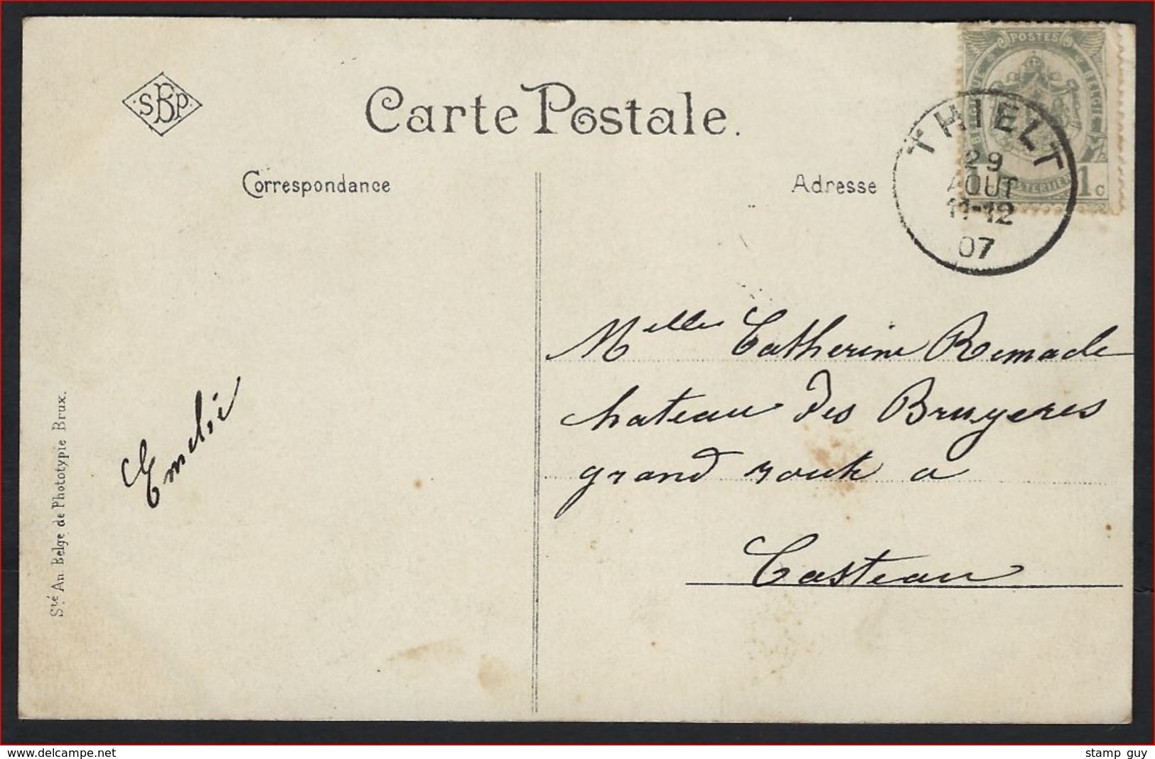 Postkaart Van THIELT - EGLISE DE R.P. MINEURS Met Nr. 53 En Stempel  THIELT   ; Staat Zie 2 Scans ! - Tielt-Winge