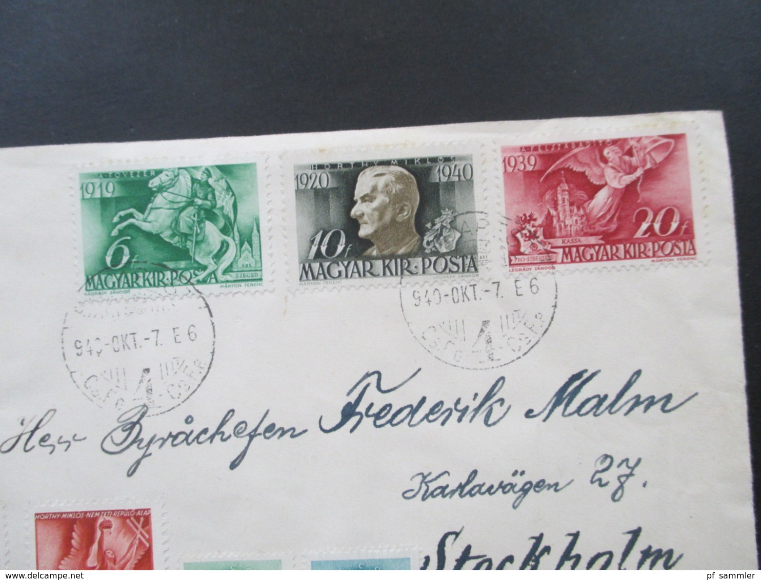 Ungarn 1940 Einschreiben Budapest 4 - Stockhom Horthy Fliegerfonds Und Regierungsjubiläum MiF - Storia Postale