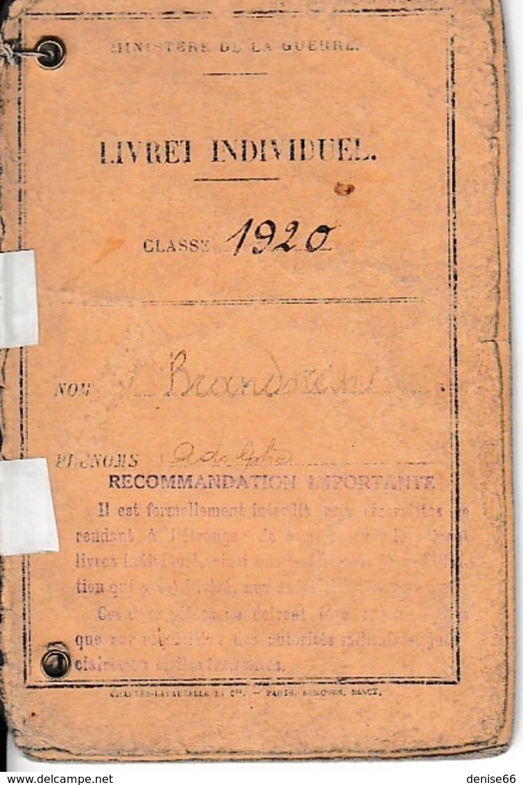 Classe 1920 - LIVRET MILITAIRE INDIVIDUEL - A Participé à La Résistance - - Historical Documents