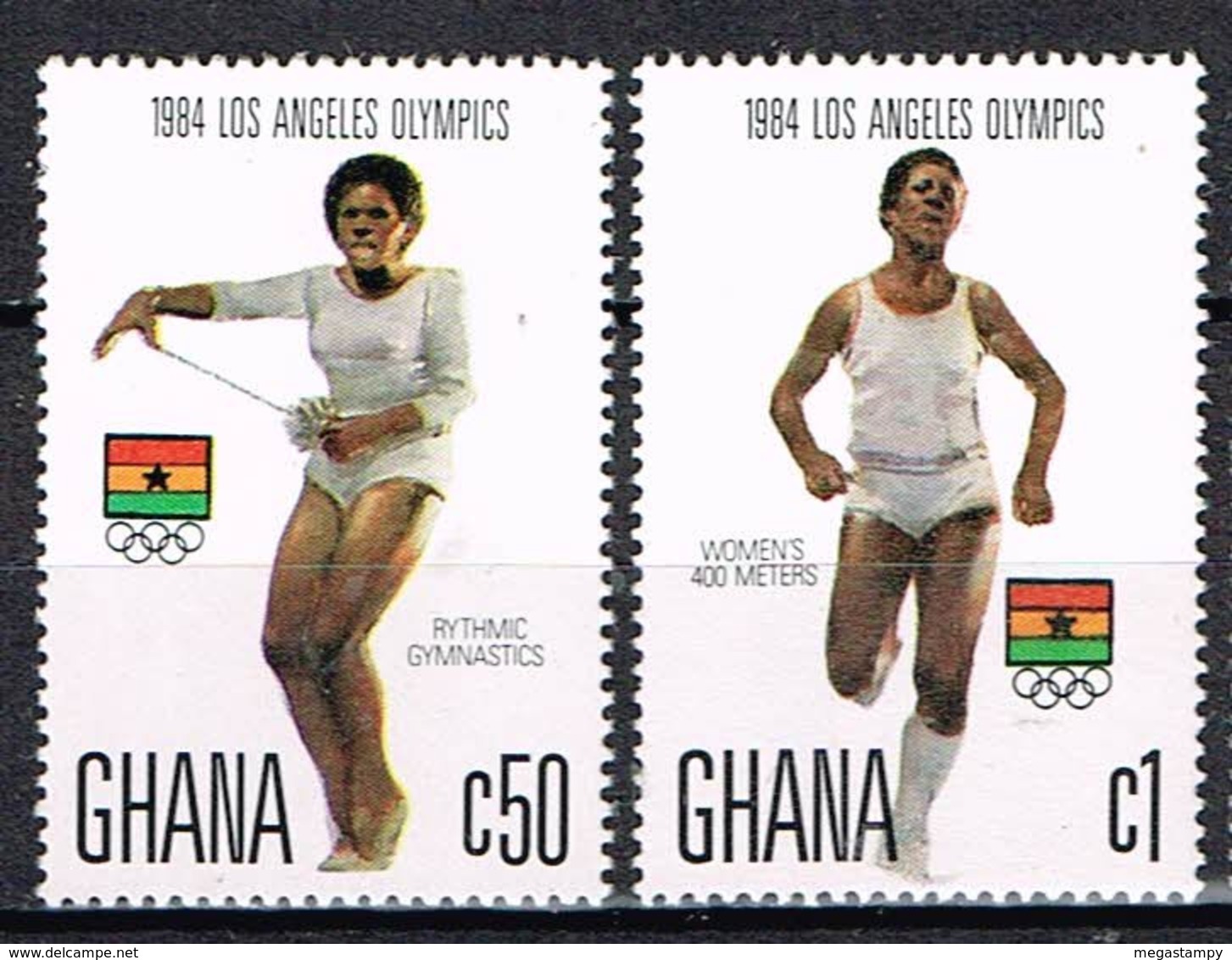 GHANA 1984 , 2 Stamps " Women At LA Olympics "  Postfr. / MNH / Neuf - Ghana (1957-...)