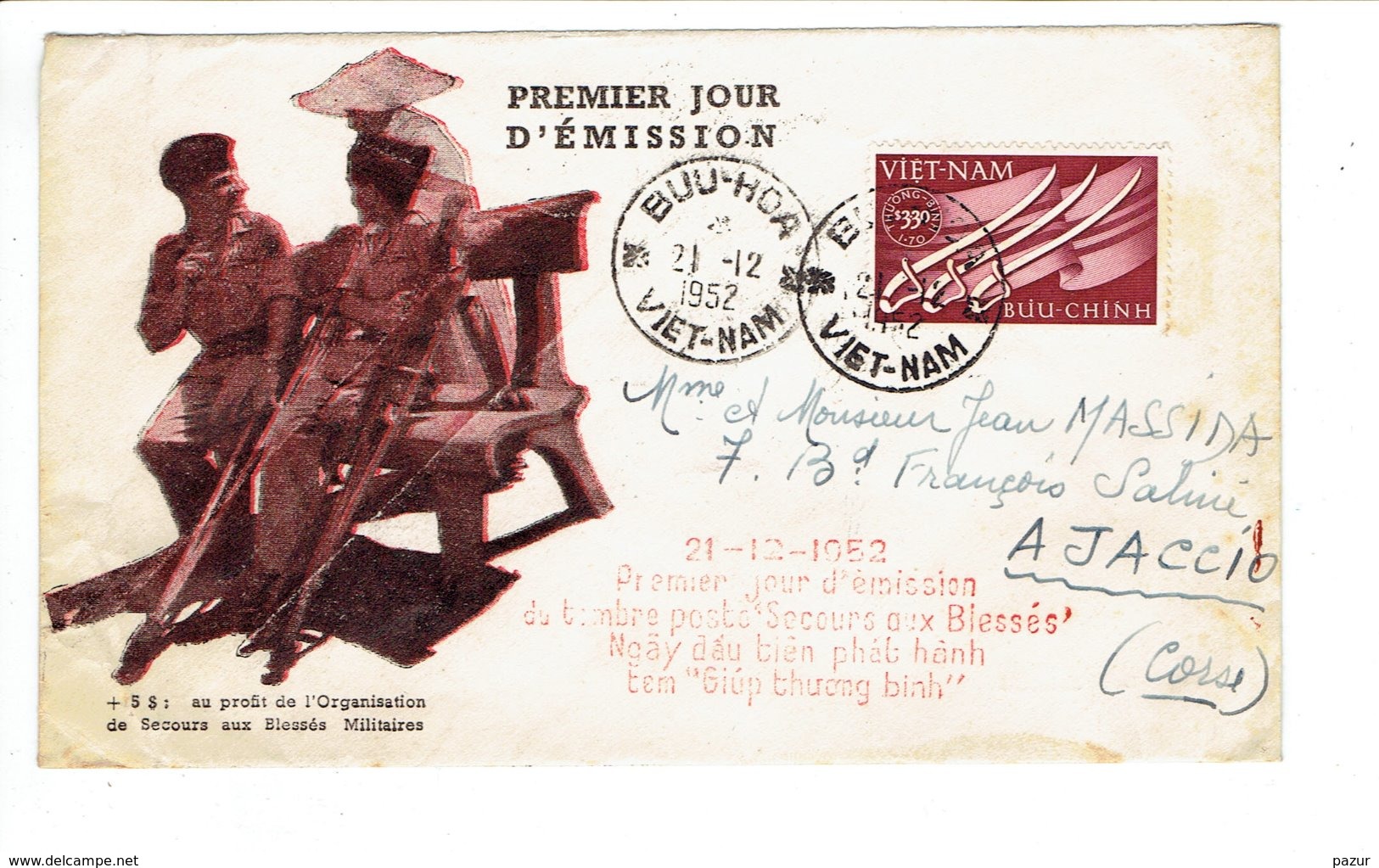 FDC VIET-NAM - VOYAGE - TP N°21 DU 21/12/1952 - Viêt-Nam