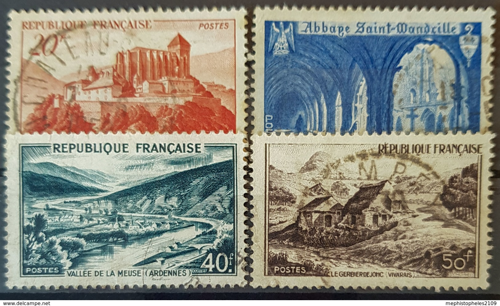 FRANCE 1949 - Canceled - YT 841A, 842, 842'A, 843a - Used Stamps