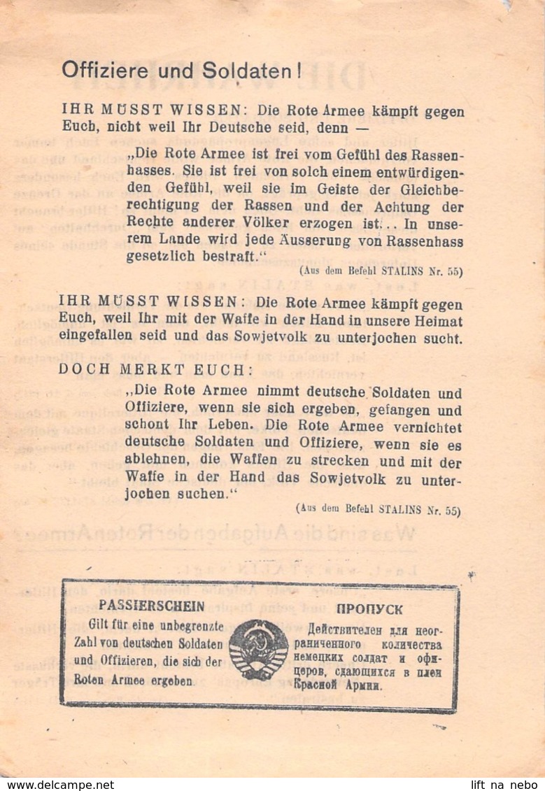 WWII WW2 Flugblatt Tract Leaflet Листовка Soviet Propaganda Against Germany "DIE WAHRHEIT" - 1939-45