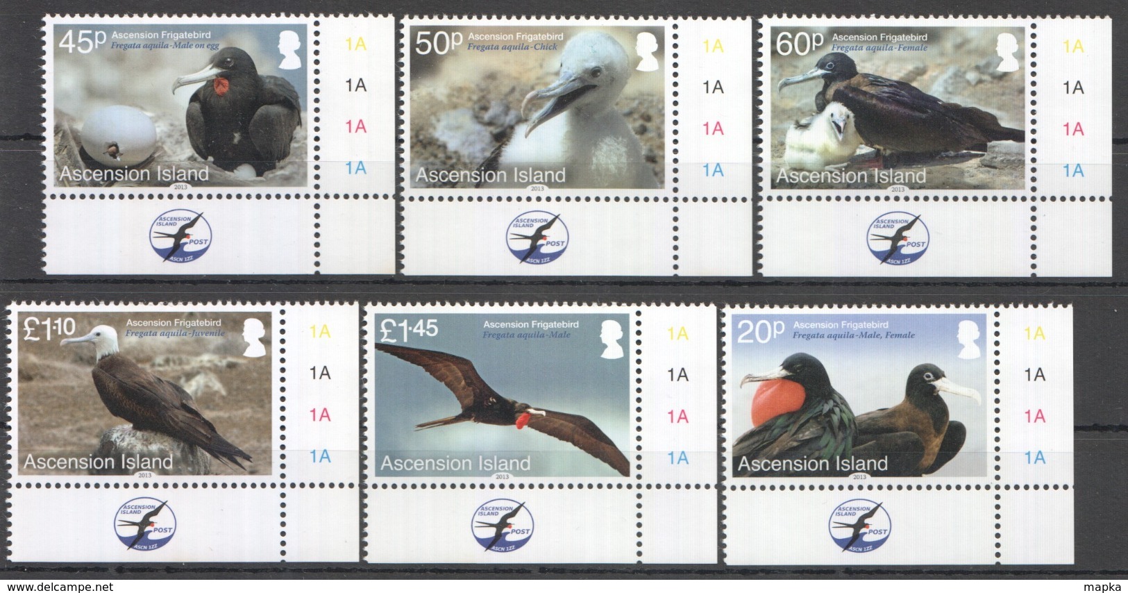 C810 2013 ASCENSION ISLAND FAUNA BIRDS FRIGATEBIRD 1SET #1219-24 !!! MICHEL 17 EURO !!! MNH - Albatrosse & Sturmvögel