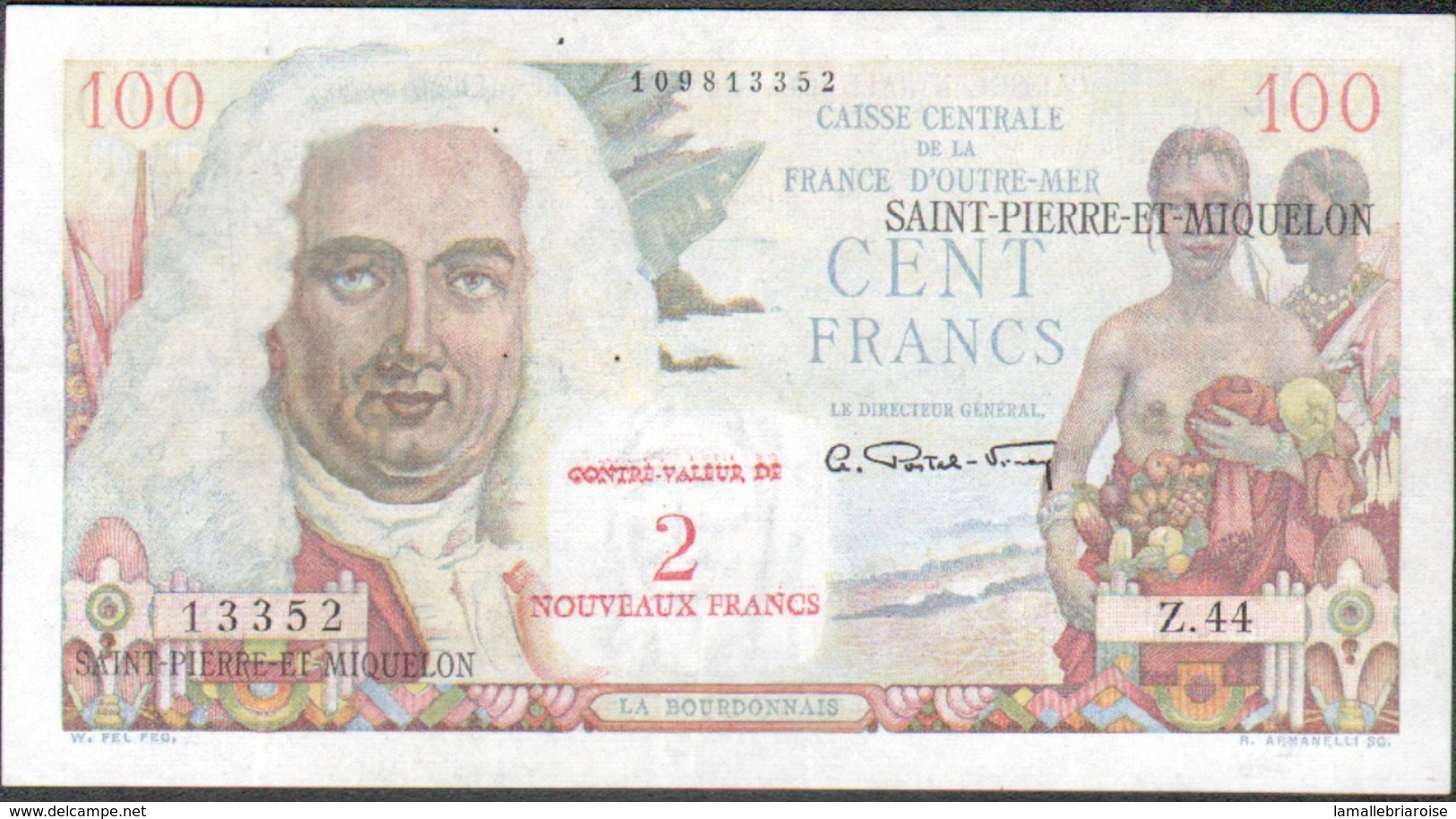 Saint Pierre Et Miquelon, 100 Francs Surchargé, Serie Z.44 - 1955-1959 Sovraccarichi In Nuovi Franchi