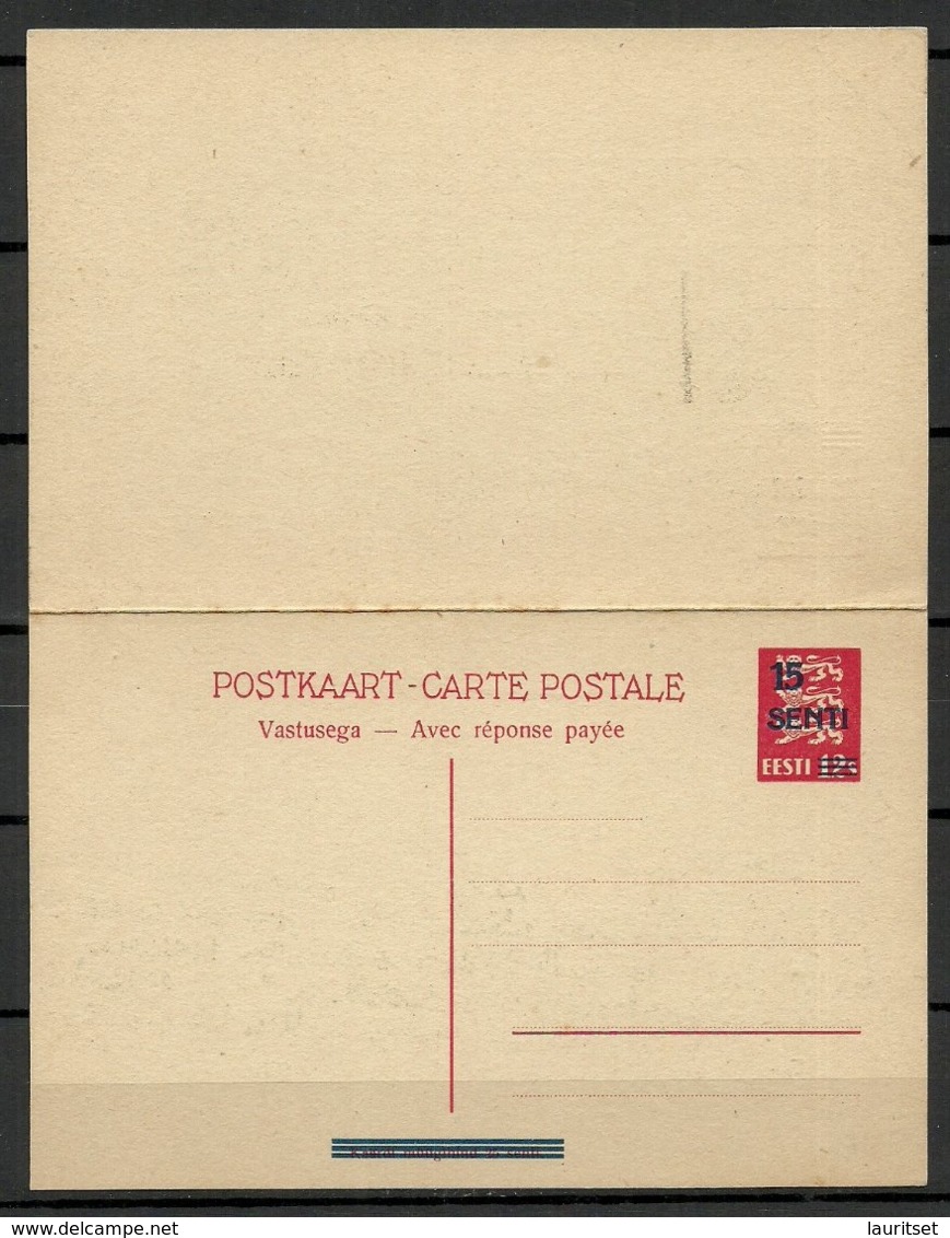 Estland Estonia 1934 Overprinted Postal Stationery With Response Part Ganzsache Unused - Estonia