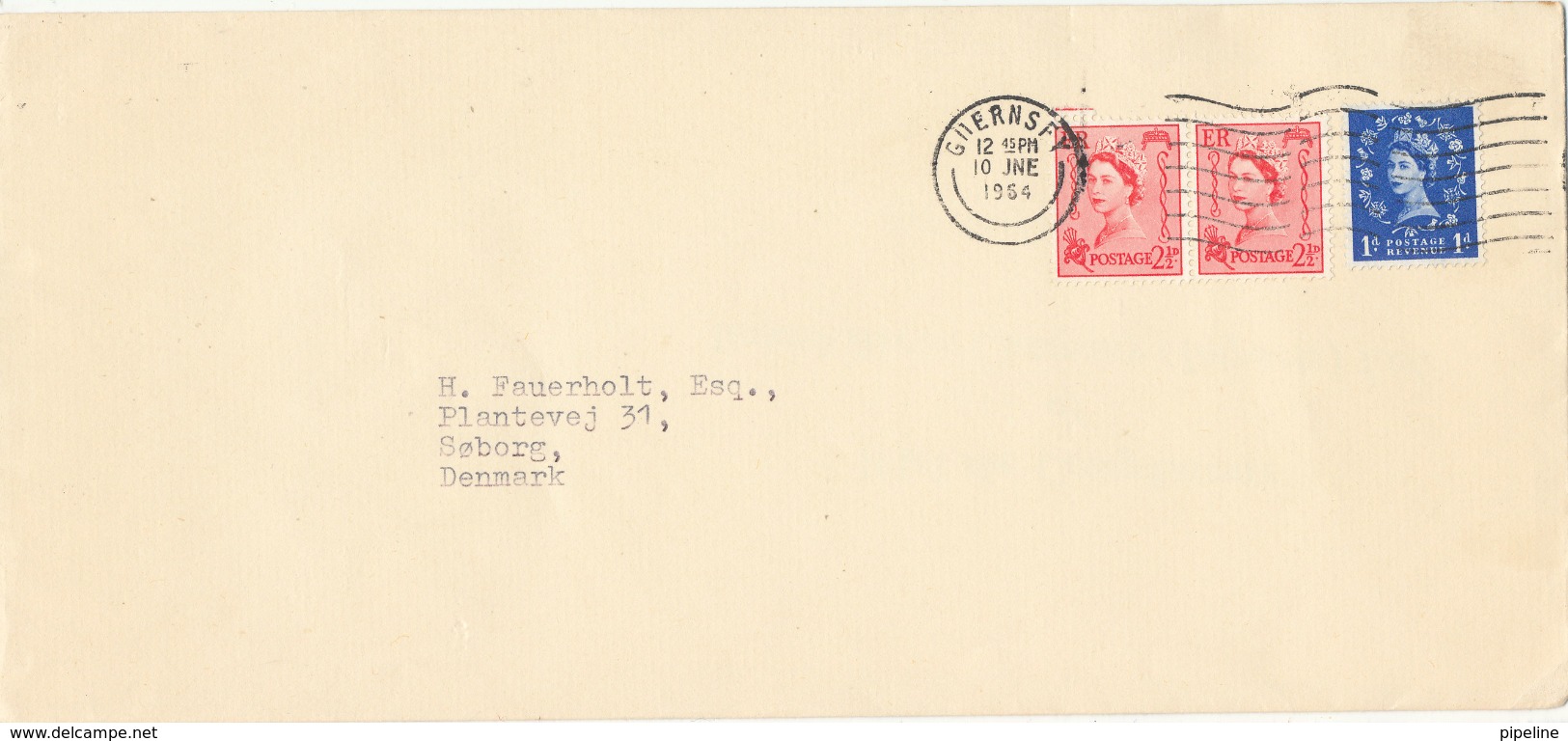 Great Britain Cover Sent To Denmark Guernsey 10-6-1964 - Covers & Documents