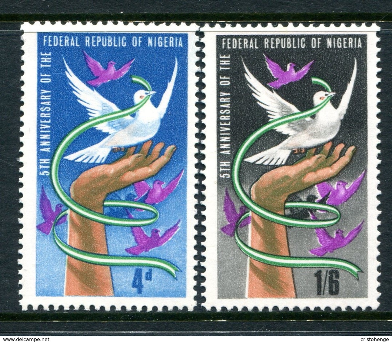 Nigeria 1968 Fifth Anniversary Of Federal Republic Set LHM (SG 211-212) - Nigeria (1961-...)