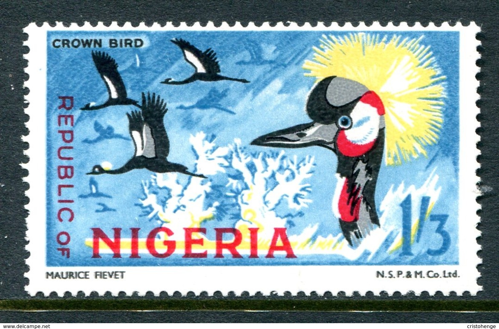 Nigeria 1969-72 Wildlife - Printers Imprint - 1/3 Crowned Cranes LHM (SG 228) - Nigeria (1961-...)