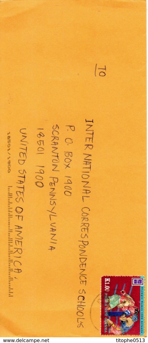 PAPOUASIE ET NOUVELLE-GUINEE. N°762 De 1996 Sur Enveloppe Ayant Circulé. Boxe Aux J.O. D'Atlanta. - Boxen