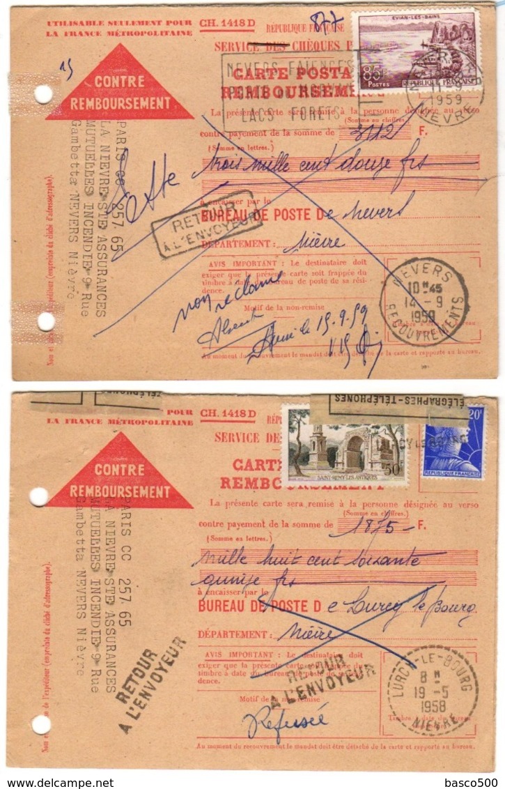 1959 NEVERS - 22 Cartes Postales Remboursement Avec Cachets Divers & Variés - 1921-1960: Période Moderne