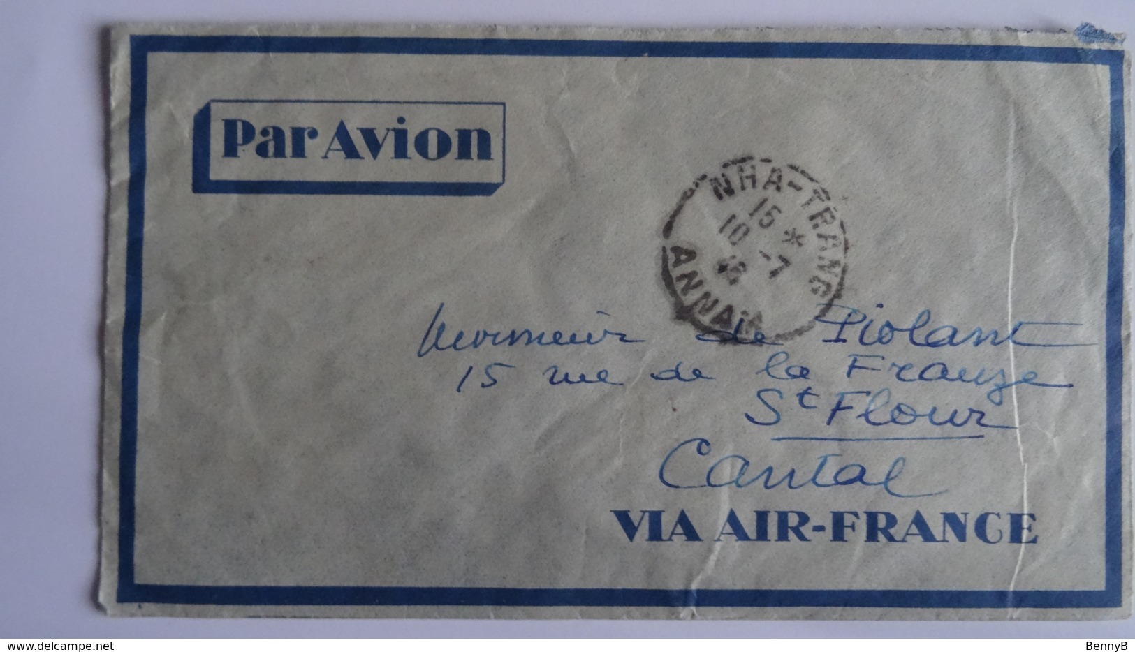 INDOCHINE - Lettre De NHATRANG Via SAIGON Par Avion Pour ST FLOUR (France)- 1948 - 6 Timbres - Lettres & Documents