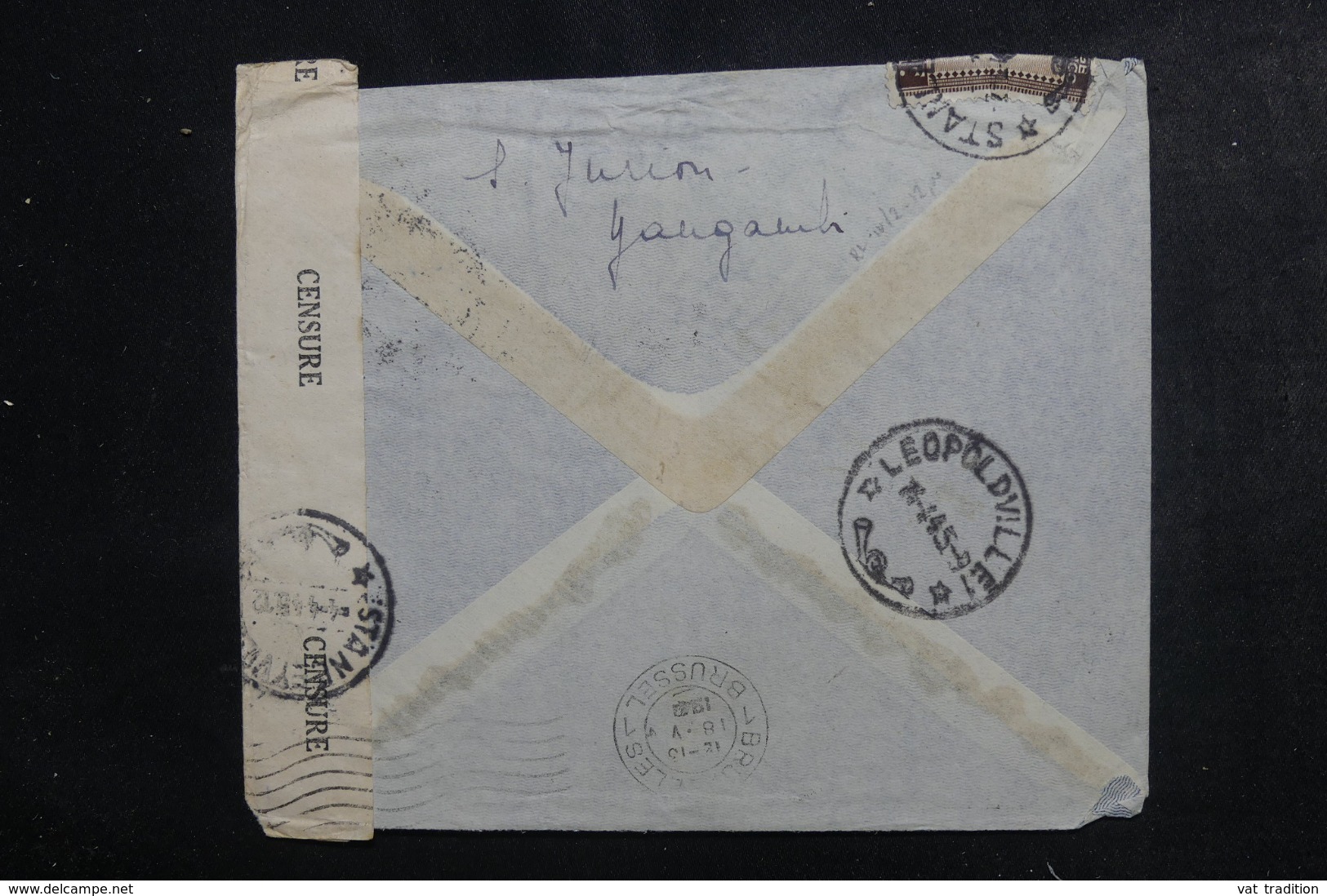 CONGO BELGE - Enveloppe De Stanleyville Pour La Belgique Par Avion En 1945 Avec Contrôle Postal - L 46305 - Lettres & Documents