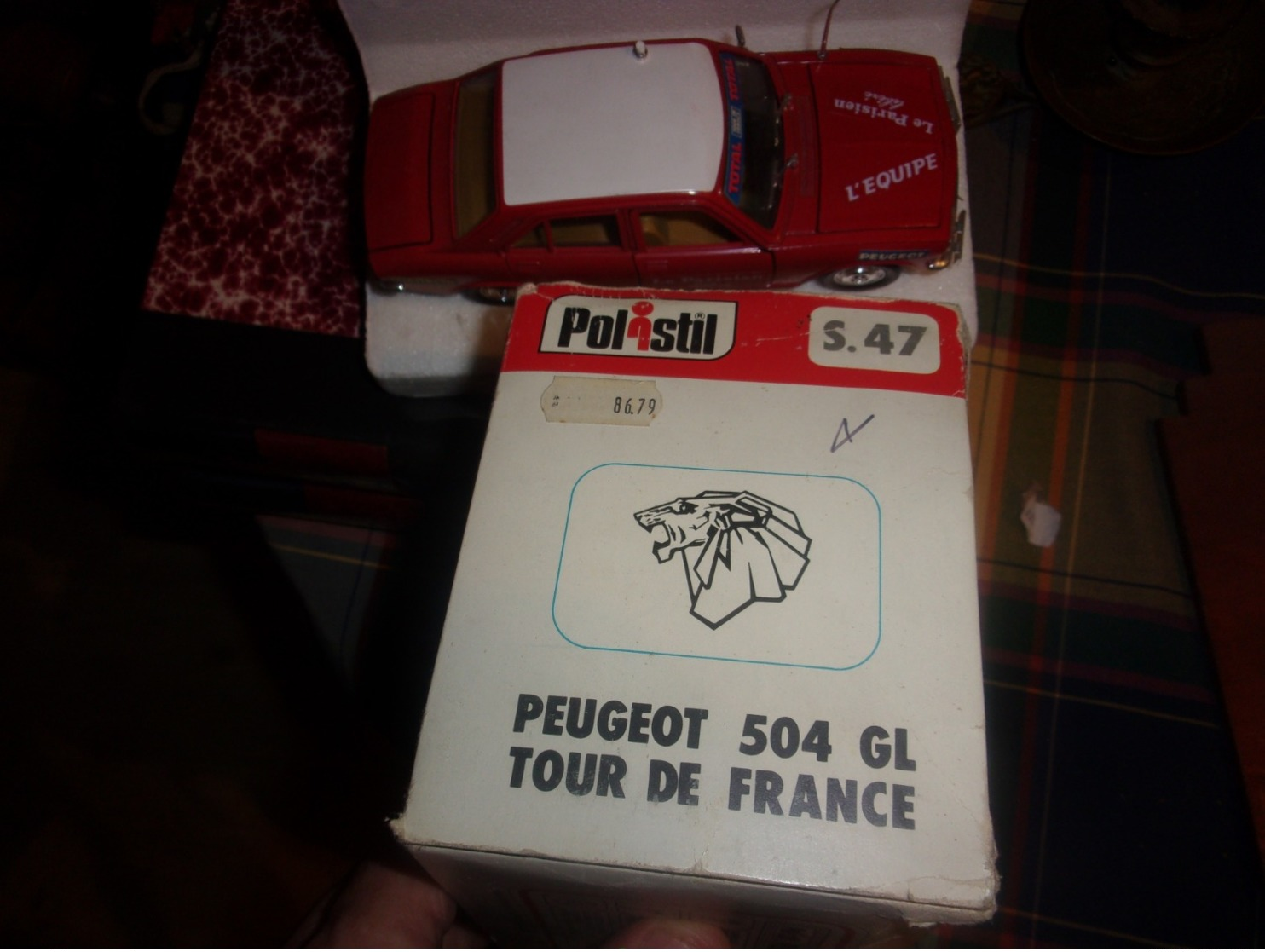 Polistil S47 S.47 Peugeot 504 GL Tour De France In Box 1:25 1971 SUPERBE ETAT / VINTAGE CYLISME - Toy Memorabilia