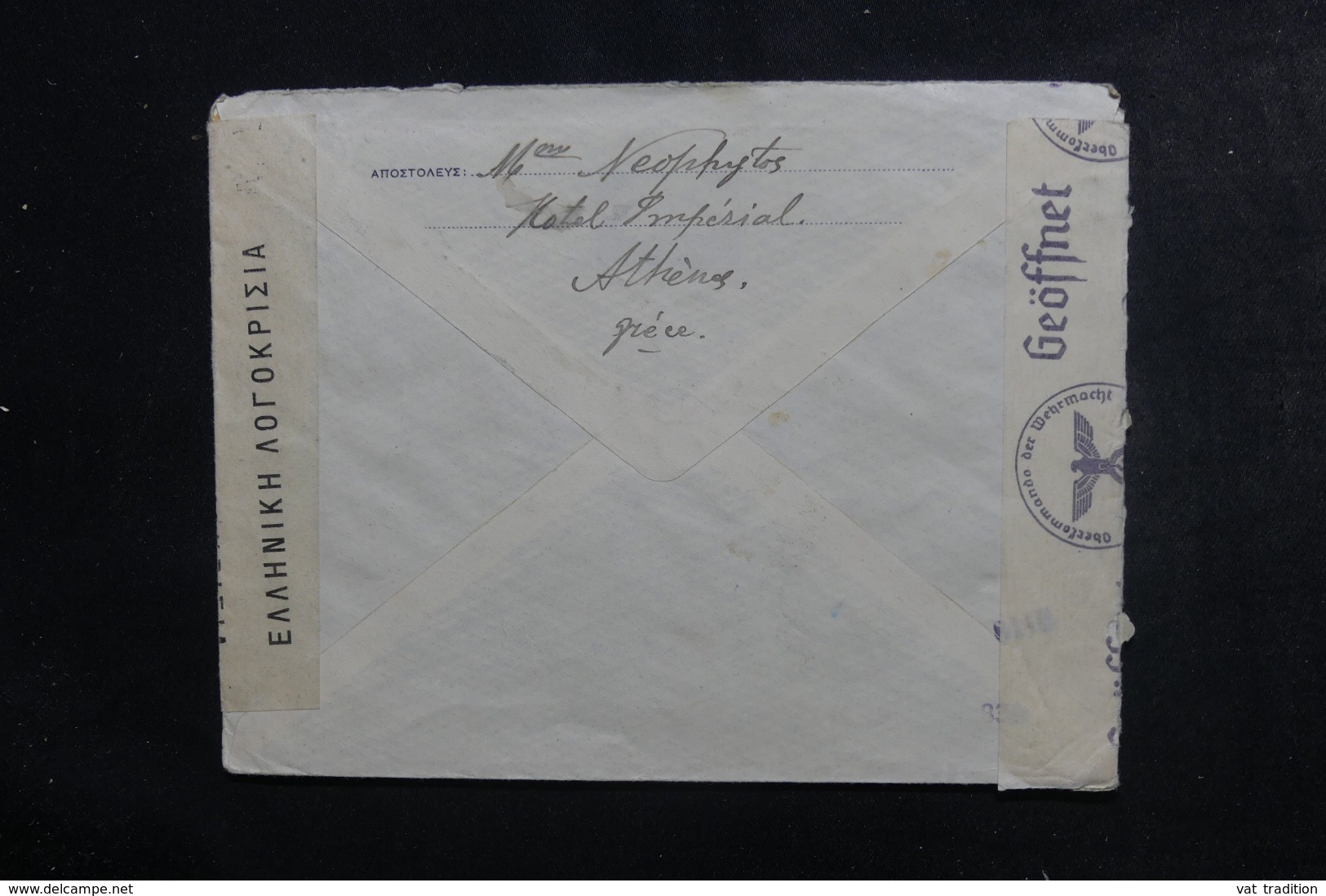GRECE - Entier Postal De Athènes ( Hôtel Impérial ) Pour Berlin En 1941 Avec Contrôle Postal - L 46307 - Postal Stationery