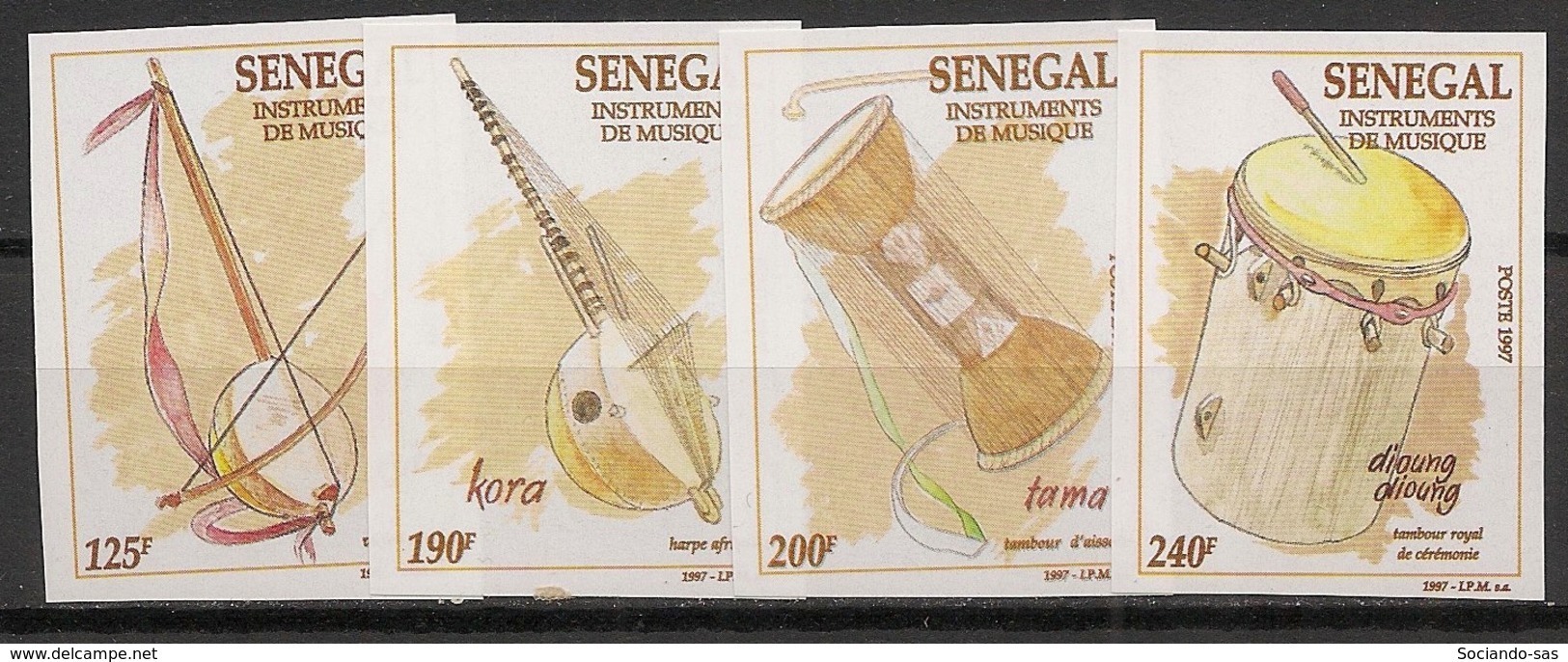 Sénégal - 1997 - N°Yv. 1255 à 1258 - Music Instruments - Non Dentelé / Imperf. - Neuf Luxe ** / MNH / Postfrisch - Senegal (1960-...)