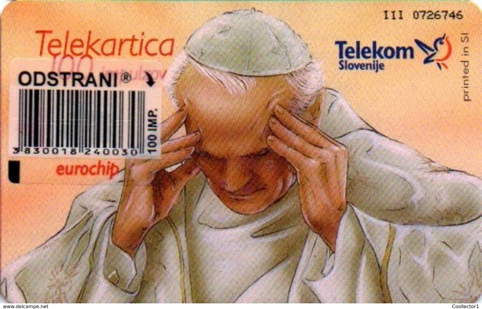 Slovenia, Slovenija, Slowenien, Telekom Slovenije - TS251. Very Rare Phonecard - Pope. Only 982 Pieces Issued. - Slovenia