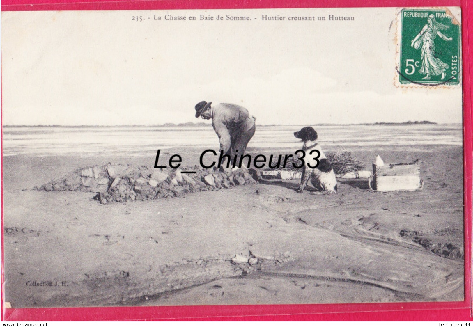 80 - LA CHASSE EN BAIE DE SOMME----Huttier Creusant Un Hutteau---animé - Other & Unclassified