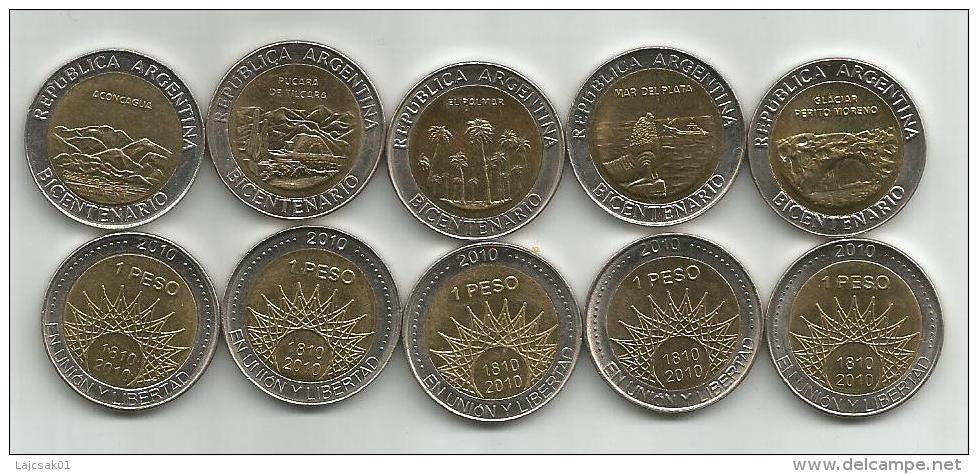 Argentina National Parks 1810-2010. Set Of  5 Bimetallic Coins UNC BICENTENARIO - Argentinië