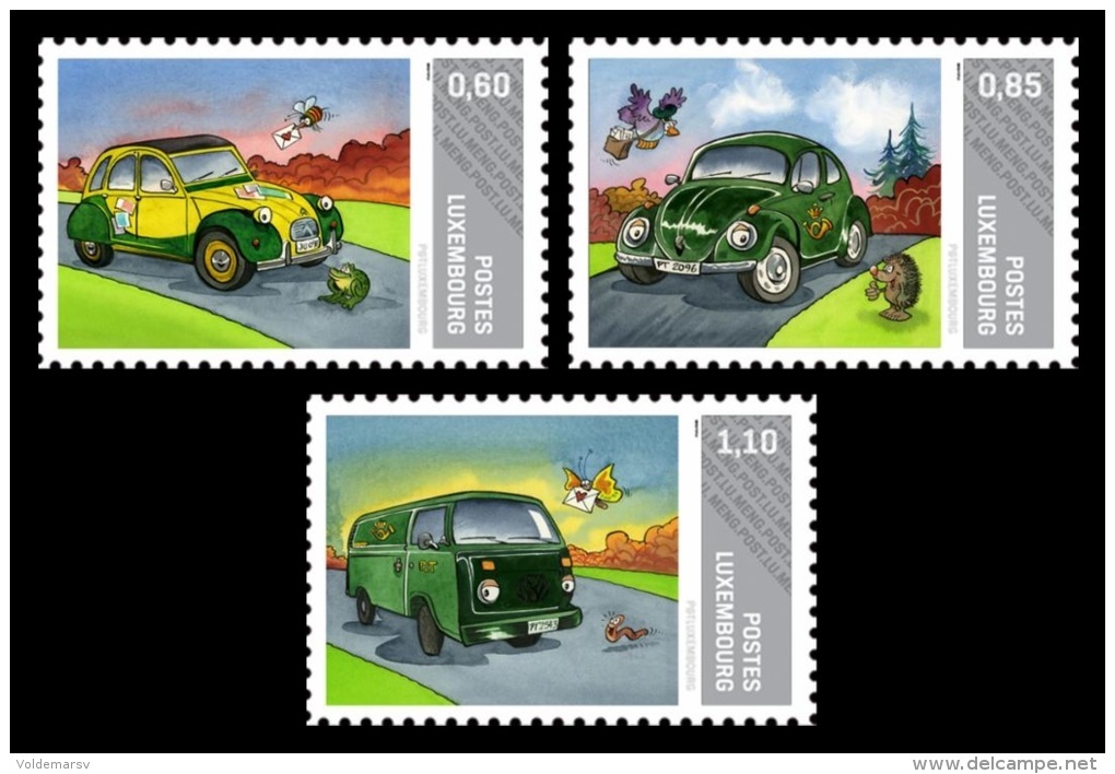 Luxembourg (Meng Post) 2011 No. 9/11 Postal Cars. Citroën 2CV. Beetle. VW T2 Bulli MNH ** - Nuevos