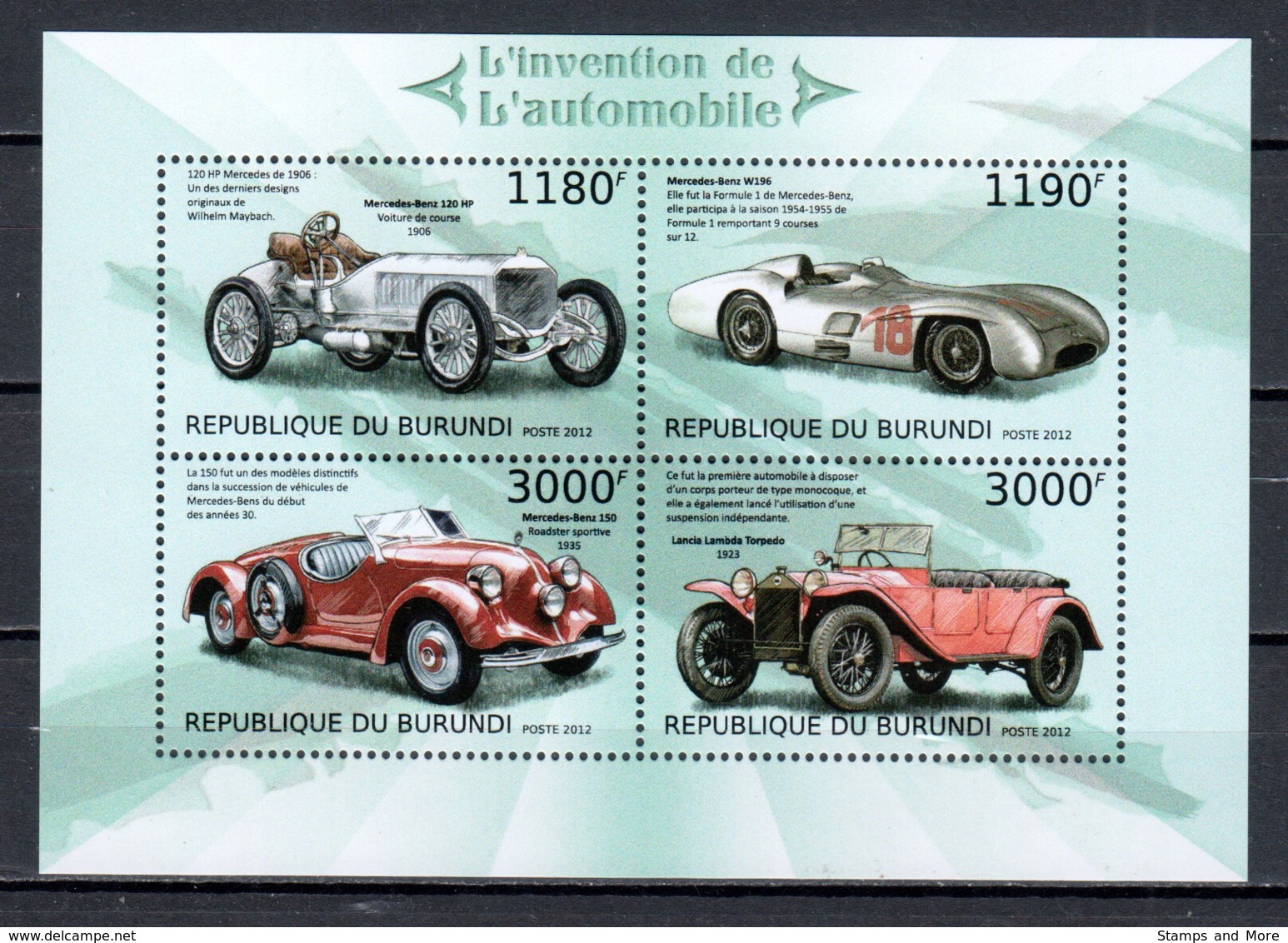 Burundi 2012 Kleinbogen Mi 2888-2891 MNH CLASSIC CARS - Auto's