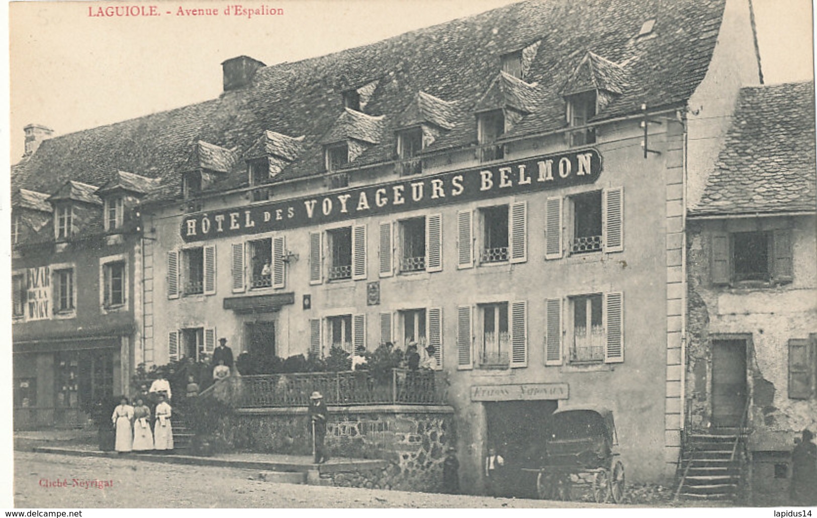 A P 391- C P A . LAGUIOLE     (12)  AVENUE D'ESPALION HOTEL DES VOYAGEURS BELMON - Laguiole